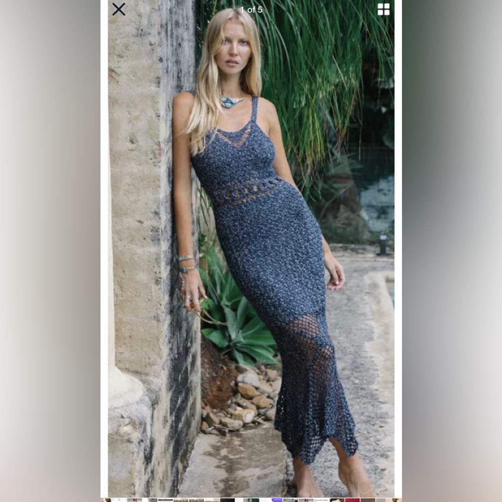 Chasing Unicorns Go Your Own Way Blue Crochet Dress